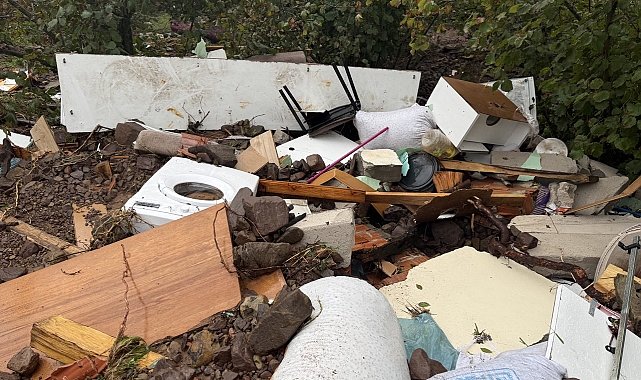 Sakarya'da sel ve heyelan bir evi yıktı, eşyalar çevreye savruldu