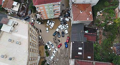 Sarıyer'de selin yol açtığı hasar havadan görüntülendi
