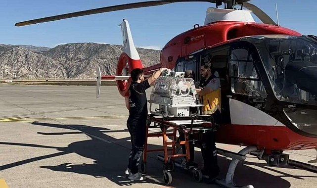 Silopi'de hasta bebek için helikopter ambulans havalandı
