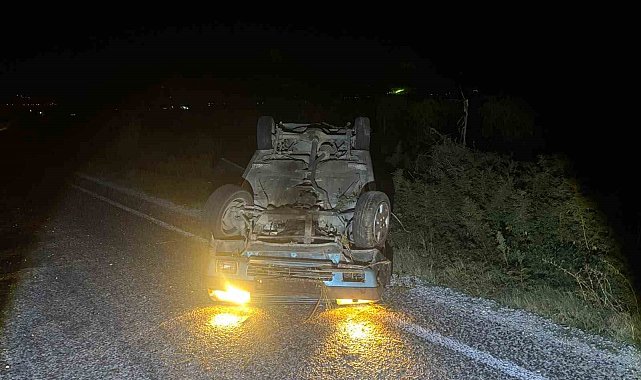 Takla atan otomobilden burnu bile kanamadan çıktı
