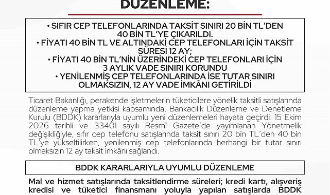 Ticaret Bakanlığı'ndan cep telefonu taksitlerine yeni düzenleme