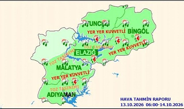 Tunceli için kuvvetli yağış uyarısı