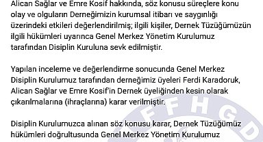 Türkiye Faal Futbol Hakemleri ve Gözlemcileri Derneği karar verilmiştir."