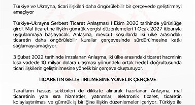 Türkiye-Ukrayna Serbest Ticaret Anlaşması yürürlüğe girdi
