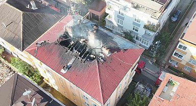 Tuzla'daki fabrika yangını havadan görüntülendi