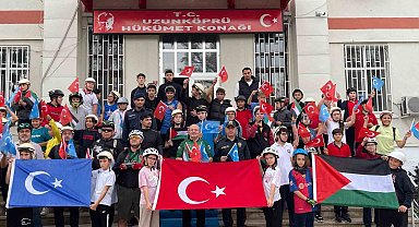 Uzunköprü'de pedallar Gazze ve Doğu Türkistan için çevrildi