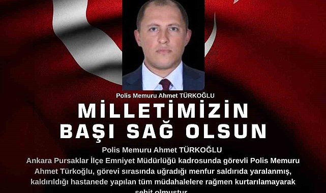 Vali Makas'tan şehit polis memuru Türkoğlu için taziye mesajı