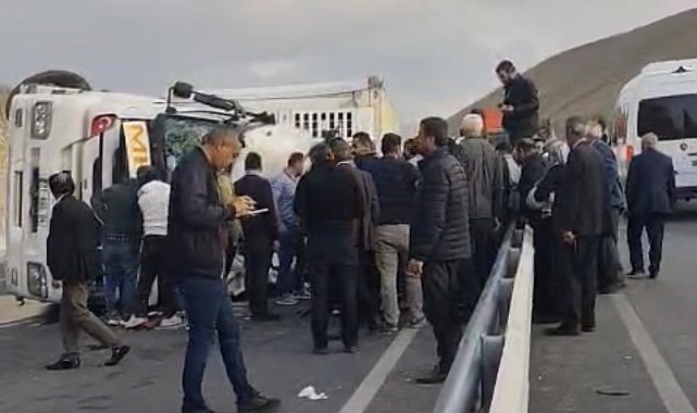 Van yolunda tır devrildi