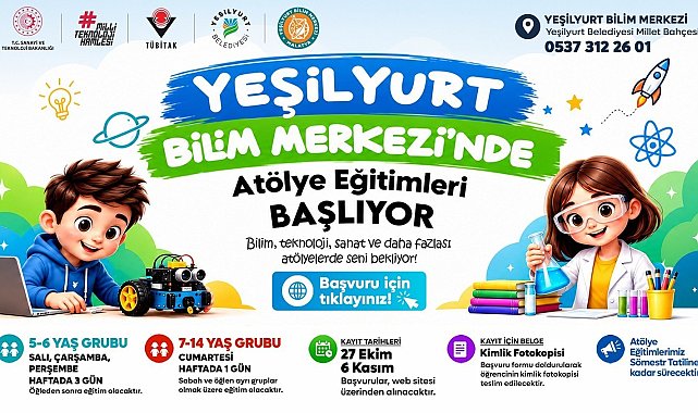 Yeşilyurt Bilim Merkezi'nde atölye eğitimleri için kayıtlar başladı