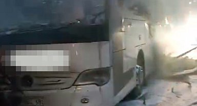 Yolcu otobüsünde yangın