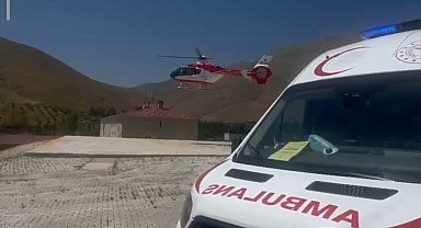 Yüksekten düşen şahıs hasta ambulans helikopter ile Van'a getirildi