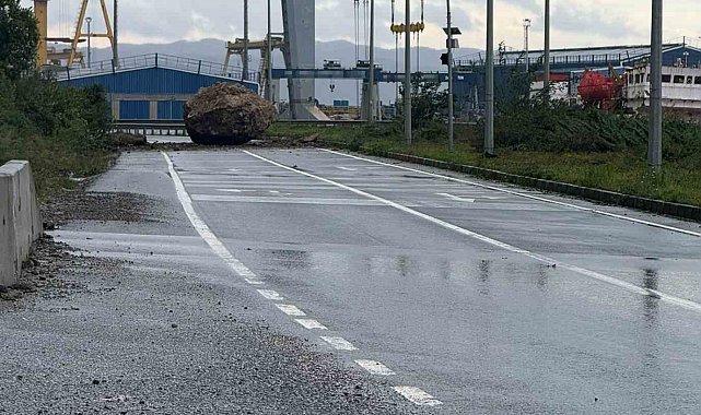 Zonguldak'ta dağdan kopan dev kaya yolu kapattı: Facianın eşiğinden dönüldü