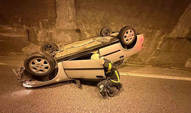 Zonguldak'ta tünelde kontrolden çıkan otomobil takla attı: 1 yaralı
