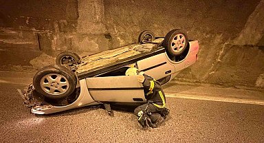Zonguldak'ta tünelde kontrolden çıkan otomobil takla attı: 1 yaralı